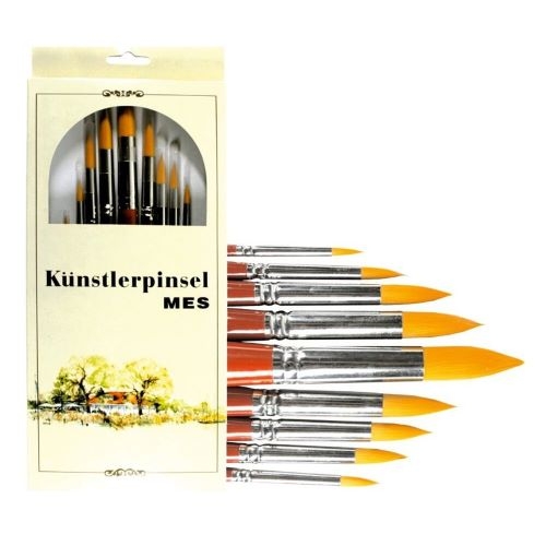 Künstlerpinsel  synthetik lang 9 er Set Spitz