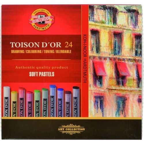 TOISON D'OR Softpastellkreide | 10 mm runde weiche Künstler-Pastellkreide 24-er Set