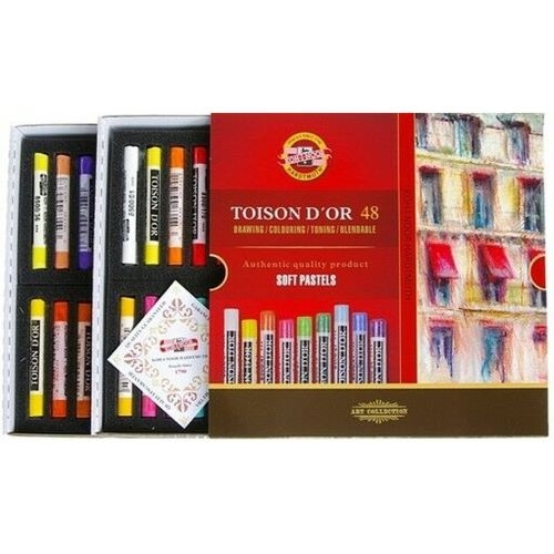 TOISON D'OR Softpastellkreide | 10 mm runde weiche Künstler-Pastellkreide 48-er Set