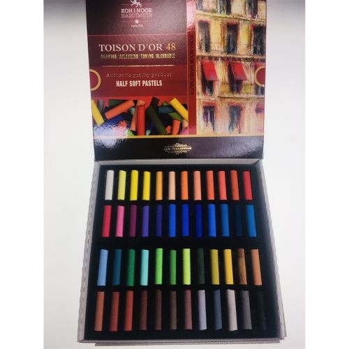 TOISON D'OR Softpastellkreide | 10 mm kurze runde weiche Künstler-Pastellkreide 48-er Set