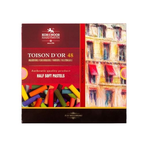 TOISON D'OR Softpastellkreide | 10 mm kurze runde weiche Künstler-Pastellkreide 48-er Set