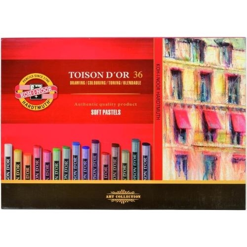 TOISON D'OR Softpastellkreide | 10 mm runde weiche Künstler-Pastellkreide 36-er Set