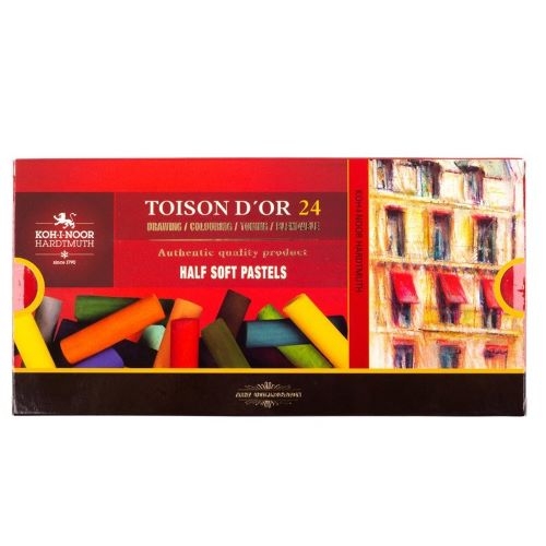 TOISON D'OR Softpastellkreide | 10 mm kurze runde weiche Künstler-Pastellkreide 24-er Set