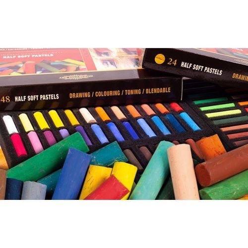 TOISON D'OR Softpastellkreide | 10 mm kurze runde weiche Künstler-Pastellkreide 24-er Set