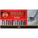 TOISON D'OR Softpastellkreide | 10 mm runde weiche Künstler-Pastellkreide 12er Grautöne